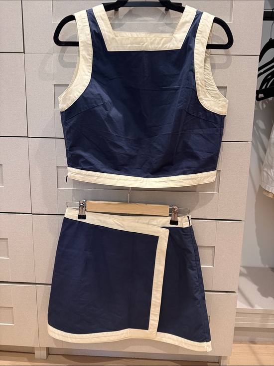 Commense Dresses & Skirts - Commense Navy and Cream Contrast Trim Two-Piece Mini Set
